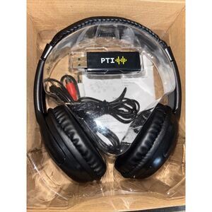 NEW PTI-908 RF Wireless Listener Headphones With FM Scan USB Transmitter New